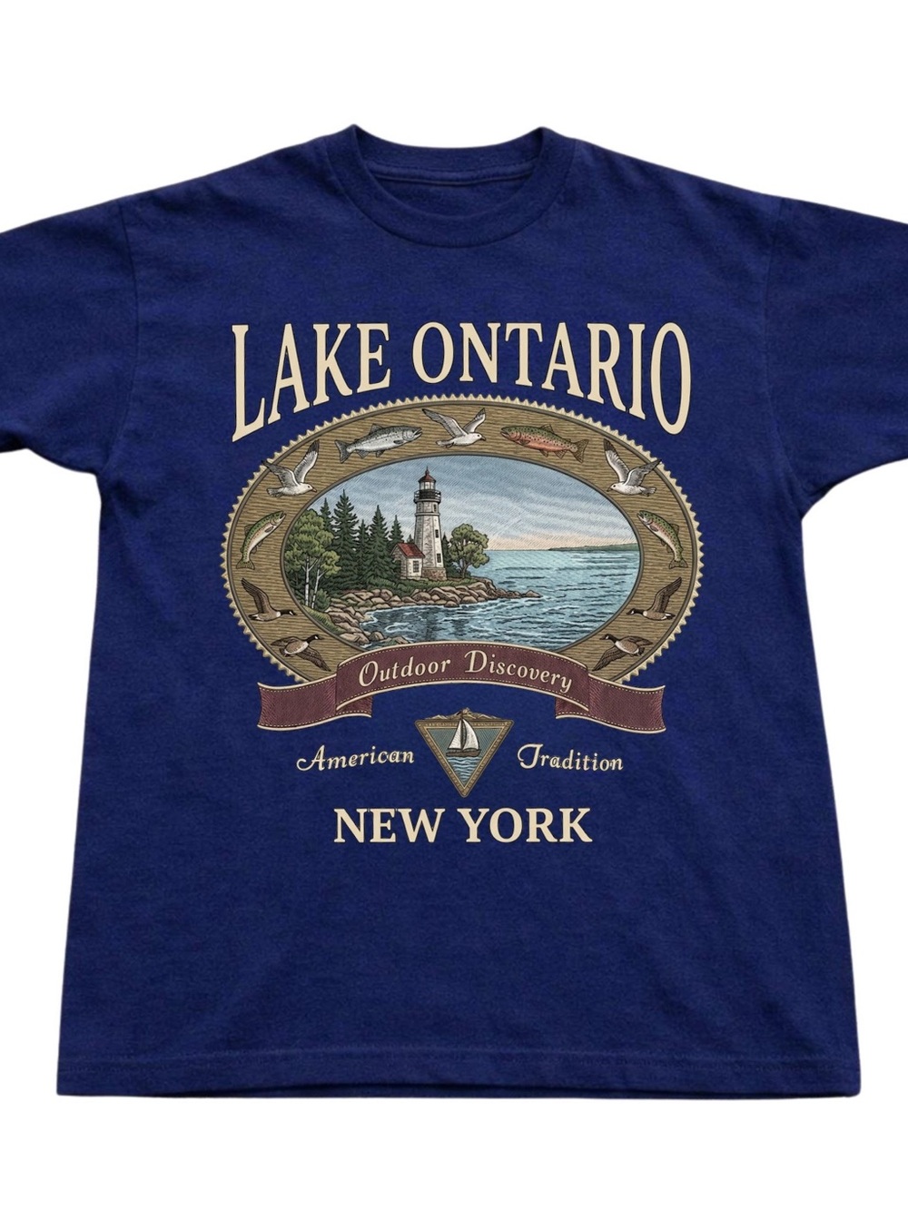 Gildan Navy Lake Ontario New York Graphic Tee, Gift For Her, For Him